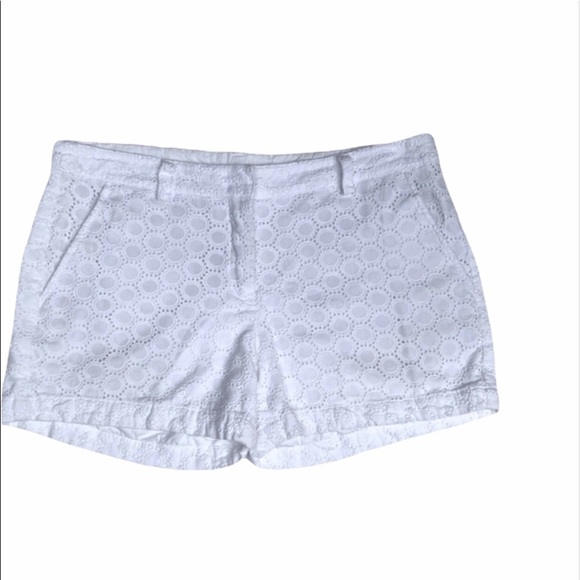 GARNET Hill White Eyelet Circle Preppy Shorts 8